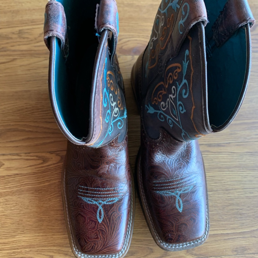 Ariat Square Toe Fatbaby Boots with Tooling Design